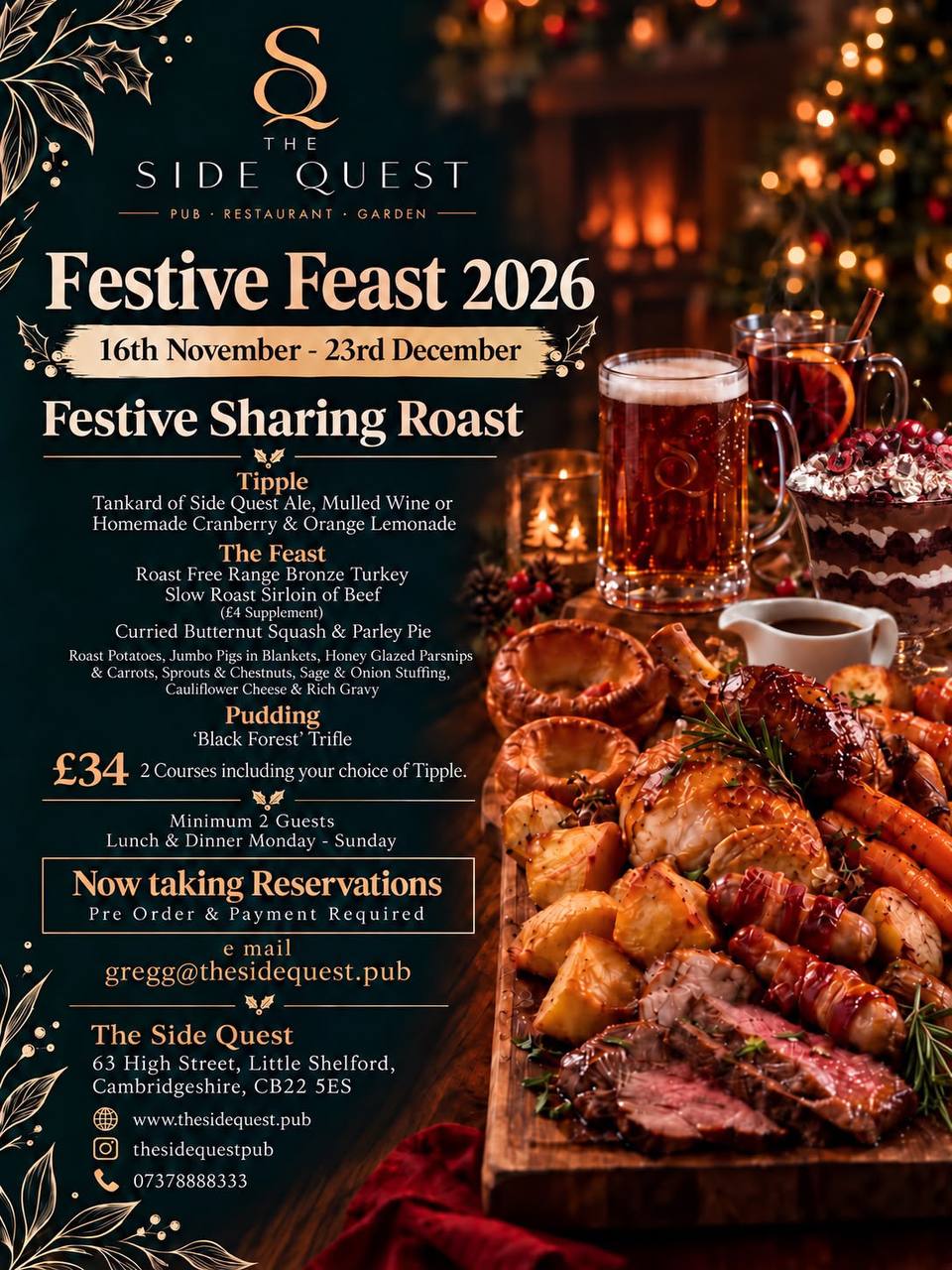 Festive Feast 2026 advert for The Side Quest festive sharing roast